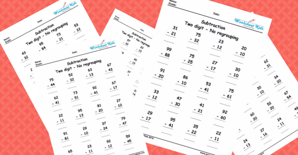 2 digit subtraction without regrouping
