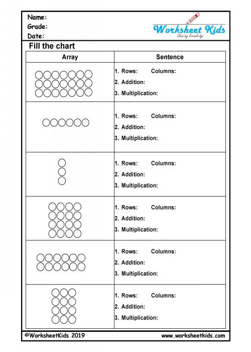 multiplication arrays worksheets pdf