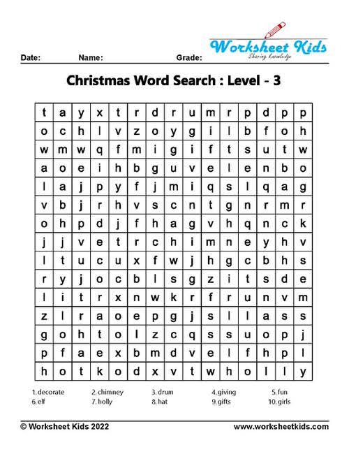 free printable christmas word search puzzles