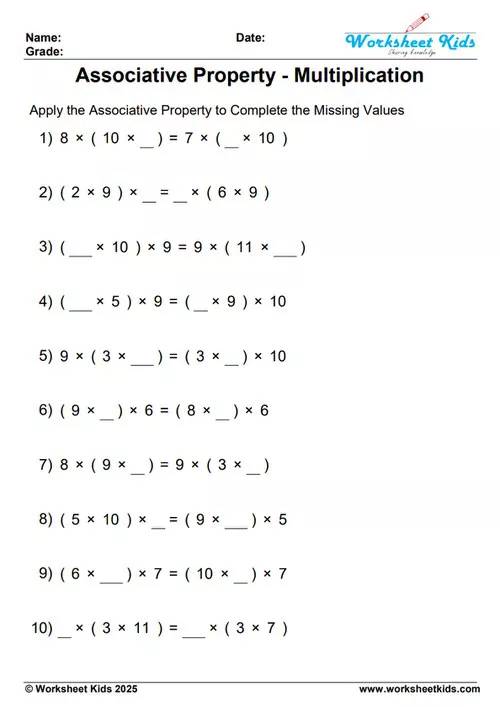 Clear example showcasing the associative property of multiplication using grouped numbers.